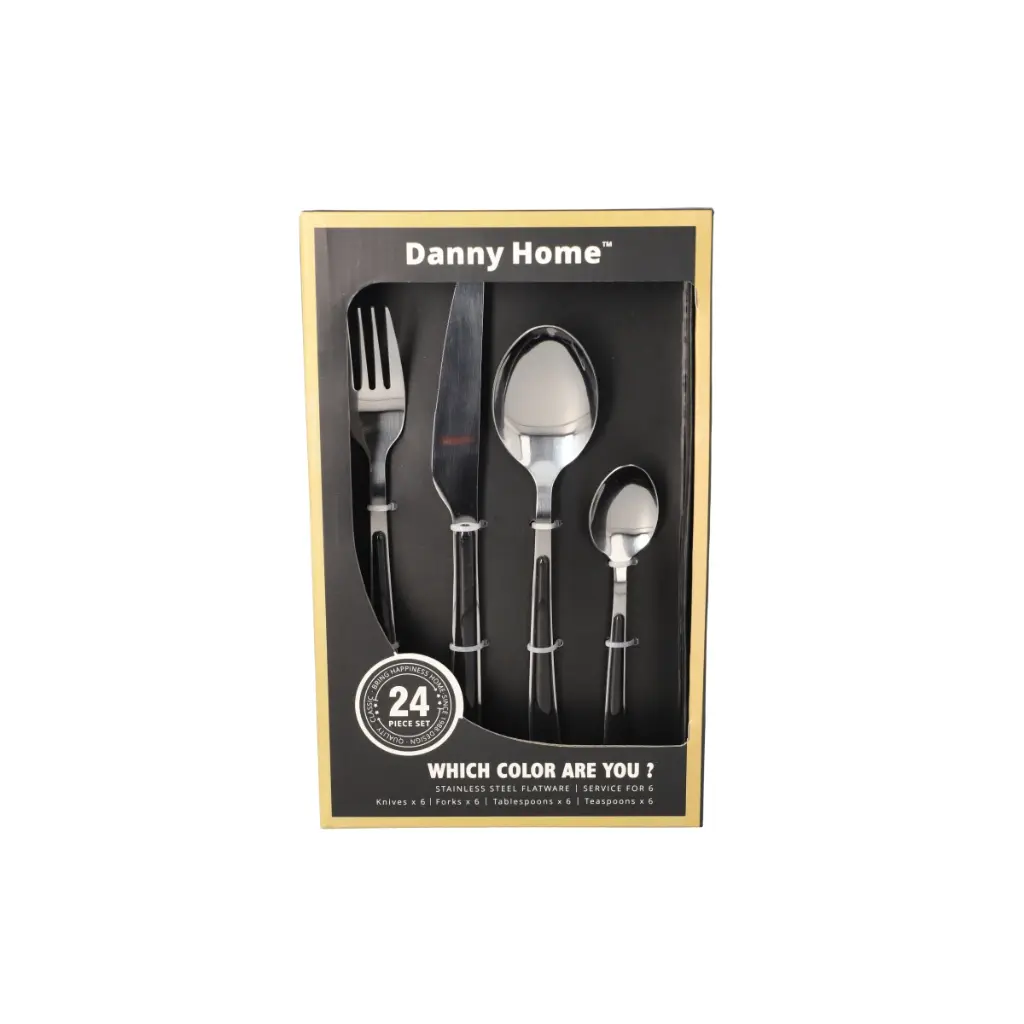 DANNYHOME 24PCS CUTLERY SET BLACK FA01-