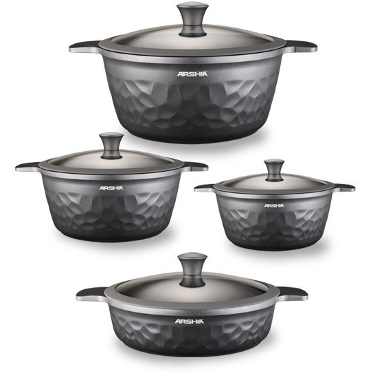 ARSHIA CO110-3008 8PCS DIA CAST COOKING SET SILVER طقم قدور ارشيا 