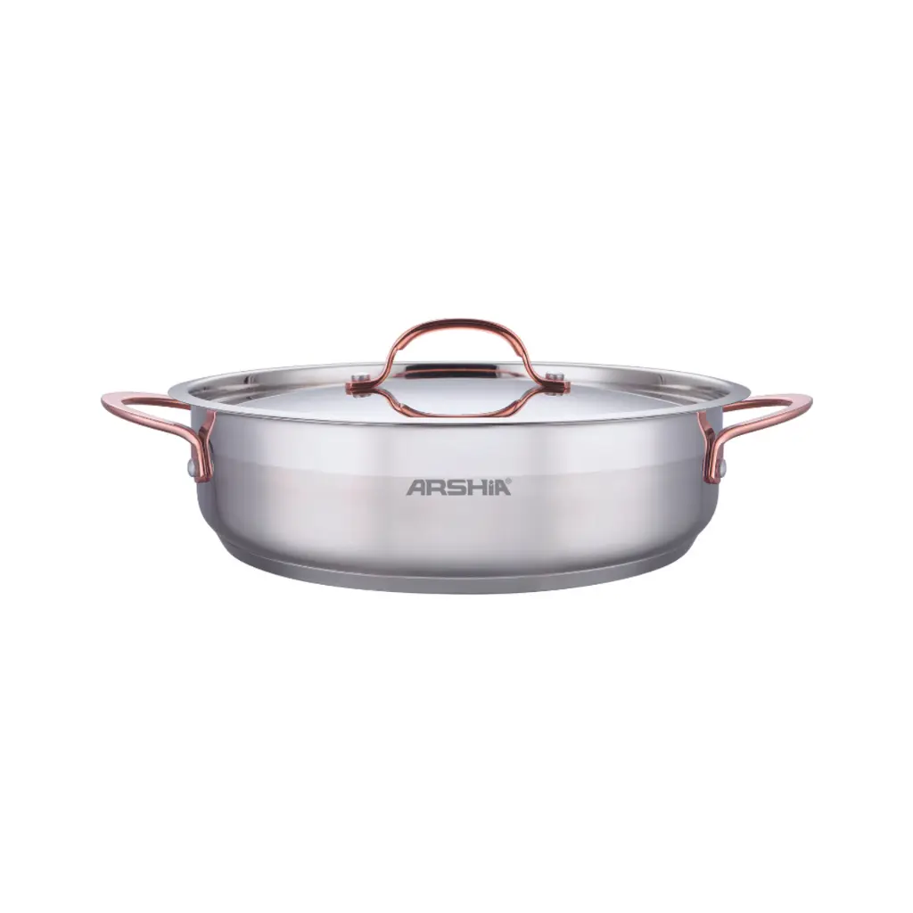ARSHIA S/S LOWPOT 30CM COPPER HD SS014-3312 مقلاة ارشيا ستانلس ستيل بمقبض نحاسي 