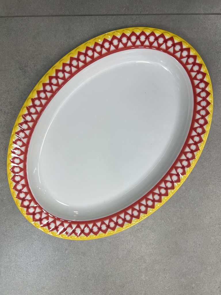 H.H 12CM WAVEN OVAL PLATE HHA15 RED