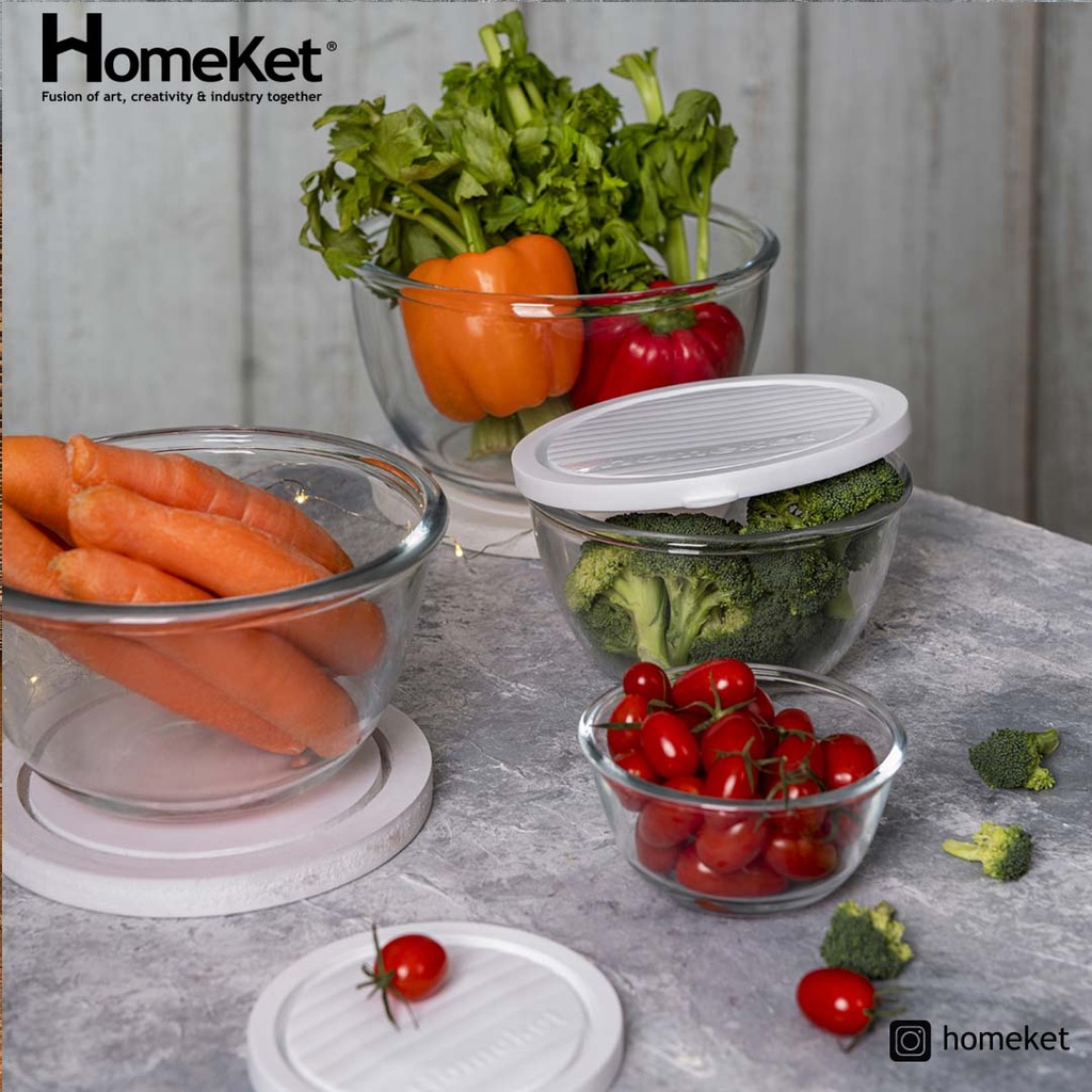 HOMEKET ROUND GLASS CONTAINER W/LID NO.3 -3733