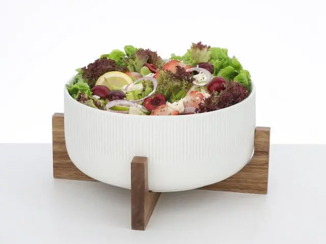 danny home GS2105-03 2.7L Salad bowl&wooden Stand- بادية سلطة
