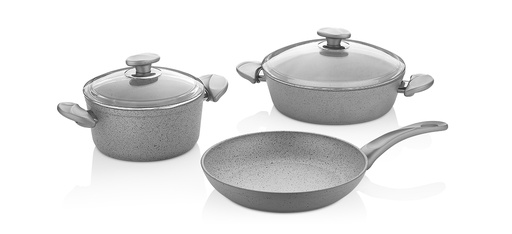 [8680539705650] PAPILLA 5PC CASSEROLE SET GREY طقم طبخ رصاصي 5 قطع