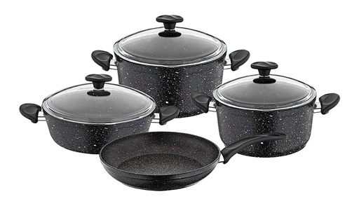 [8680539705816] PAPILLA 7PCS COOKING SET BLACK طقم اسود 7 سم 