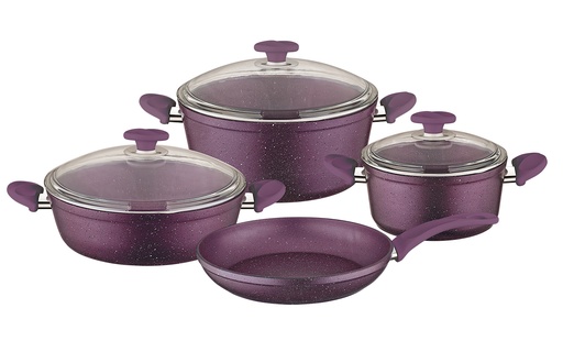 [8680539705885] PAPILLA 7PC COOKING SET PURPEL طقم سبع قطع 