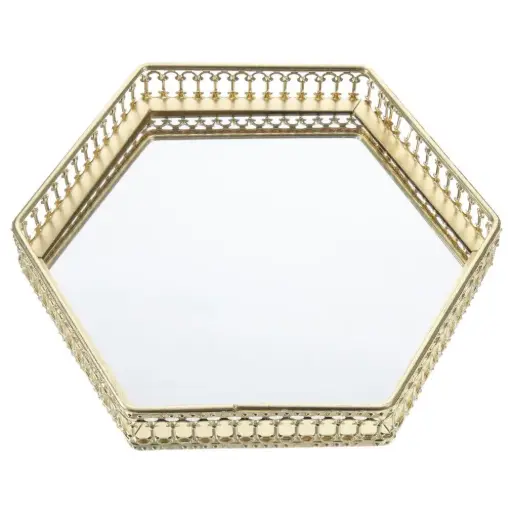 [6689004002032] GOLDEN GLASS TRAY 2505DBPJ