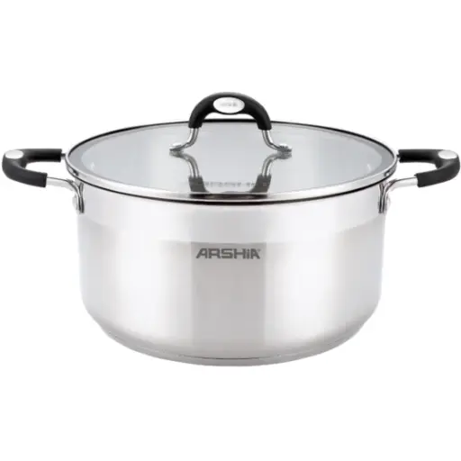 [4260672117123] ARSHIA S/S CASSEROLE 24CM SS478-3080 قدر ارشيا ستيل مقبض اسود 24 سم 