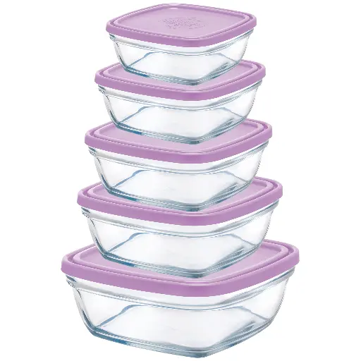 [3550190503685] DLX. 5PCS FRESHBOX PURPLE LID طقم بوادي مع غطا 