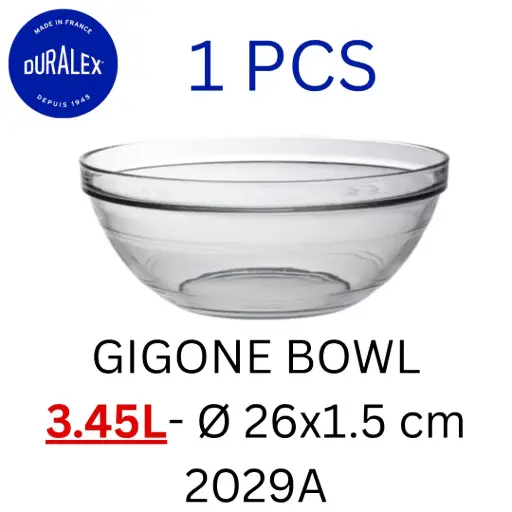 [3550190400915] DURALEX GIGONE BOWL 345ML- Ø 26x1.5 cm 2029A (1PCS) - بادية زجاجية 26 سم