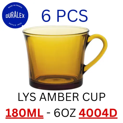 [3550190500356] DURALEX LYS AMBER CUP 180ML - 6OZ 4004D (6PCS) - طقم 6 اكواب اصفر فرنسي