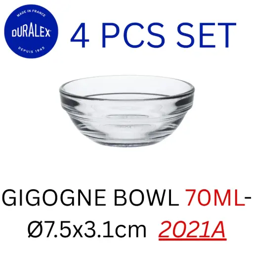 [3550190500769] DURALEX GIGOGNE BOWL 70ML- Ø7.5x3.1cm 2021A (4PCS)-  بادية ببهارات 7.5 سم