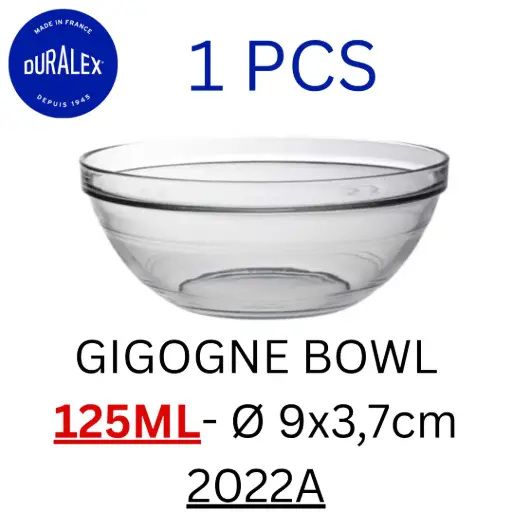 [3550190400847] DURALEX GIGOGNE BOWL 125ML- Ø 9x3,7cm 2022A (1PCS) - بادية زجاجية 9 سم