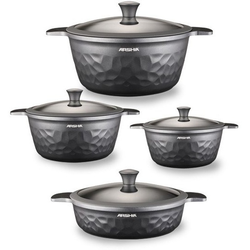 [4260672116492] ARSHIA CO110-3008 8PCS DIA CAST COOKING SET SILVER طقم قدور ارشيا 