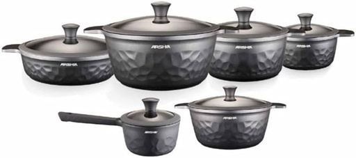 [4260672115662] ARSHIA 12PCS COOKWARE SET CO110-2970 طقم قدور ارشيا جرانيت 12 قطعة