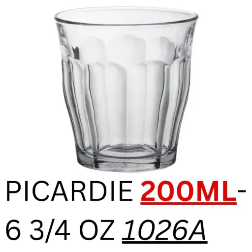 [3550190504545] DURALEX PICARDIE 200ML- 6 3/4 OZ 1026A ( 6PCS ) كاسات بيكاردي 200 ملل