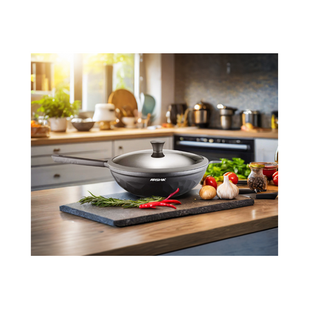[4260672117802] ARSHIA 32CM WOKPAN W/LID CO110-3131 مقلاة عميقة 32 سم ( ووك) 