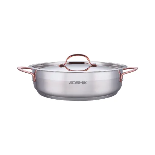 [4260672119141] ARSHIA S/S LOWPOT 28CM COPPER HD SS014-3311 مقلاة ارشيا ستانلس ستيل بمقبض نحاسي 
