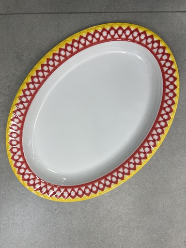 [7705676561529] H.H 12CM WAVEN OVAL PLATE HHA15 RED