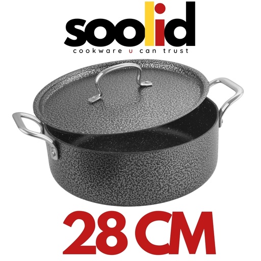 [8905531013845] RG-28 SOLID GRANITE ALUMINIUM BIRIYANI POT W/LID 28CM- قدر سولد روكي جرانيت 28 سم