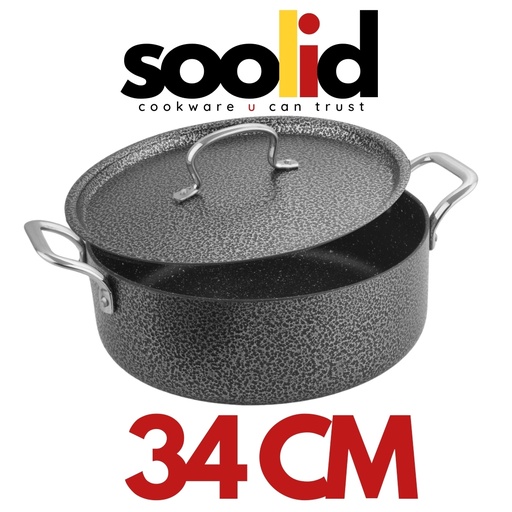 [8905531013876] RG-34 SOLID GRANITE ALUMINIUM BIRIYANI POT W/LID 34CM- قدر سولد روكي جرانيت 34 سم