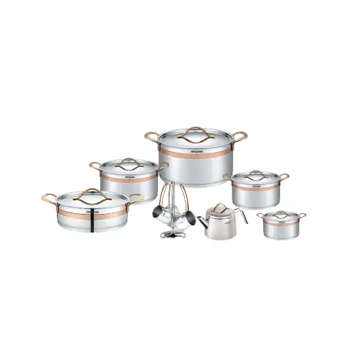 [4260672119110] ARSHIA S/S 16PC COOKWARE SET W/COPPER HDLE SS270-3280