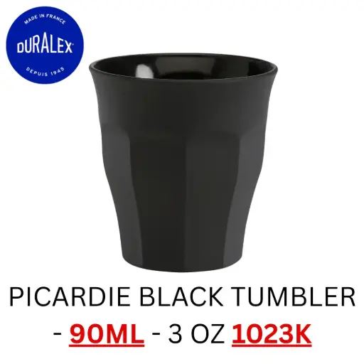 [3550190505818] DURALEX PICARDIE BLACK TUMBLER - 90ML - 3 OZ 1023K ( 6PCS ) 
