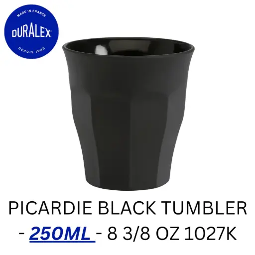 [3550190505801] DURALEX PICARDIE BLACK TUMBLER - 250ML - 8 3/8 OZ 1027K ( 6PCS ) 