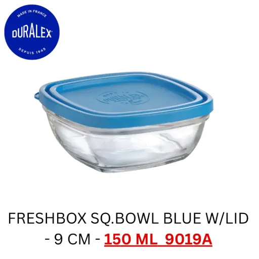 [3550190400991] DURALEX FRESHBOX SQUARE BOWL BLUE W/LID - 9 CM - 150 ML  9019A ( 1 PCS ) 