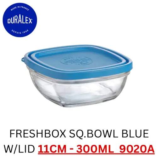 [3550190401004] DURALEX FRESHBOX SQUARE BOWL BLUE W/LID - 11CM - 300ML  9020A ( 1 PCS ) 