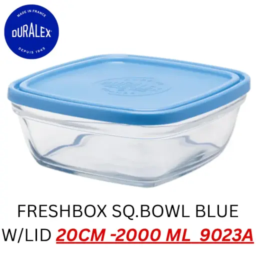 [3550190401035] DURALEX FRESHBOX SQUARE BOWL BLUE W/LID - 20CM -2000 ML  9023A ( 1 PCS ) 