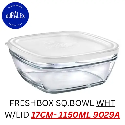 [3550190401073] DURALEX FRESHBOX SQUARE BOWL WHT LID -17CM- 1150ML 9029A (1 PCS) 
