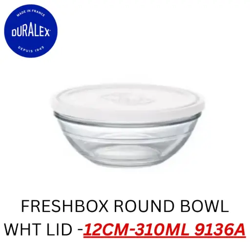 [3550190403428] DURALEX FRESHBOX ROUND BOWL WHT LID -12CM-310ML 9136A (1 PCS) 