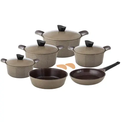 [6281093500125] JEWEL GRANITE COOKWARE SET 12 PCS (Pot  20,22,24,28 cm + F.pan 26cm + Oventray28cm)