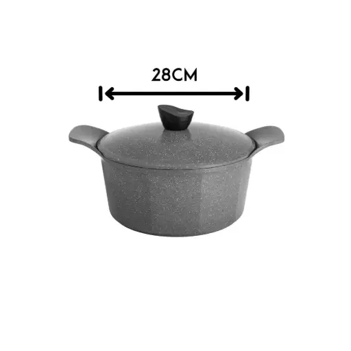 [6281093501283] JEWEL GRANITE POT WITH LID 28 CM
